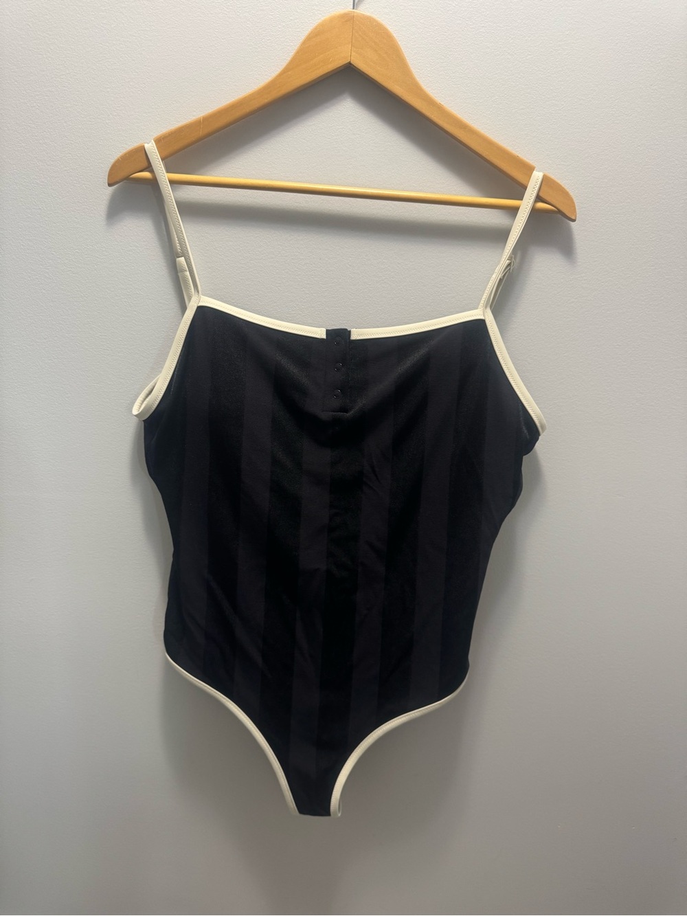 Aerie Ladies One Piece Swimsuit with button front and subtle stripe